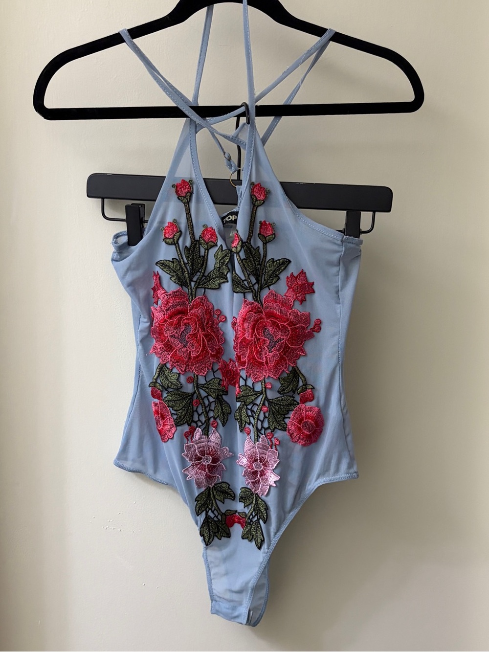 Light Blue Bodysuit with Pink & Green Floral